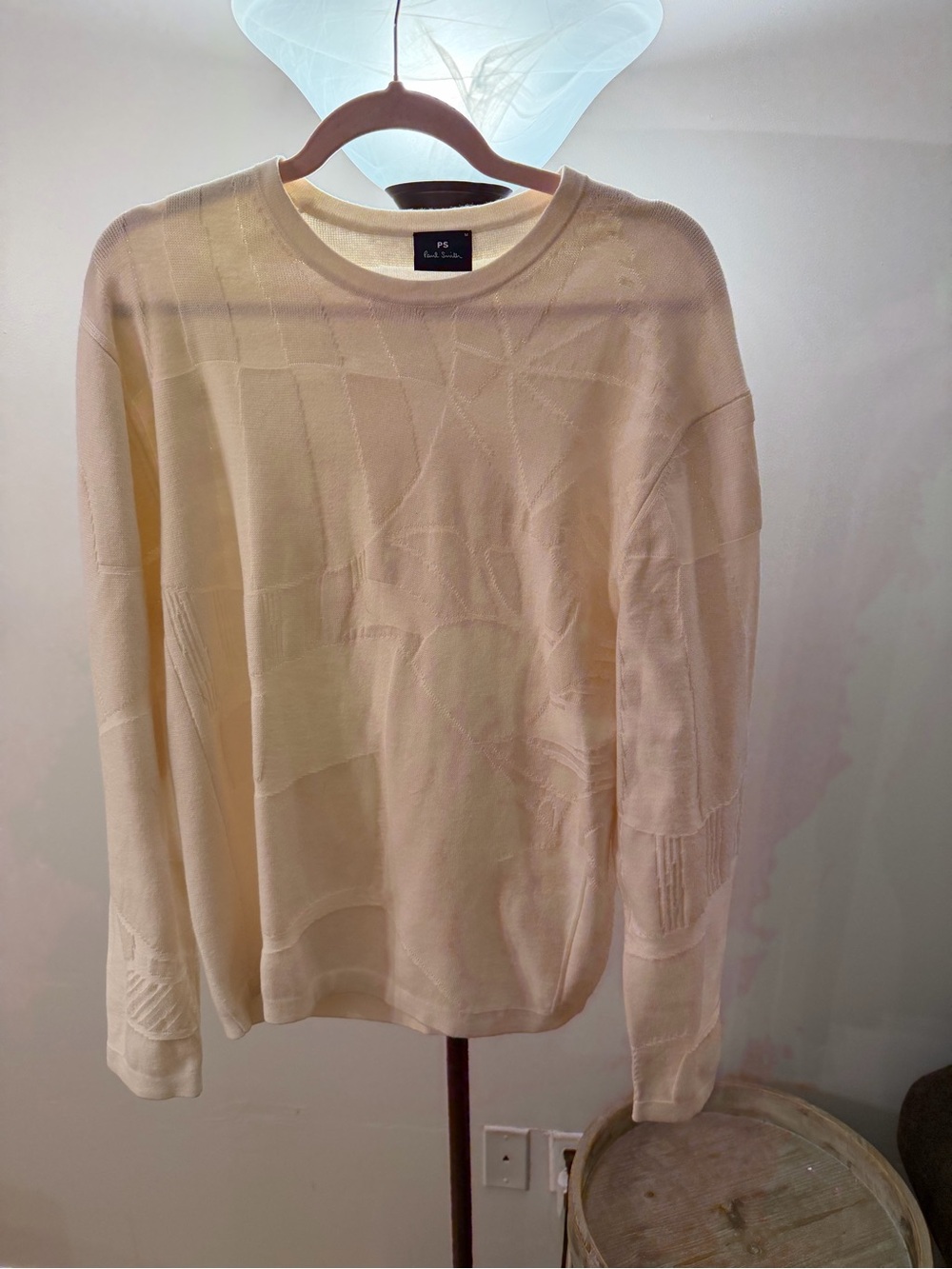 PS Paul Smith Cream Merino Wool Cotton Jacquard Crewneck Sweater M - Picture 2 of 6